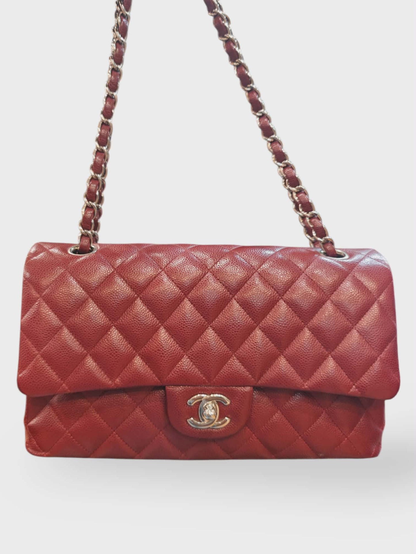 Chanel Classic Medium Burgundy Caviar SHW