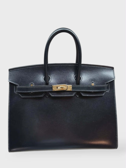 Hermes Birkin Sellier 25 Noir Box Calf GHW