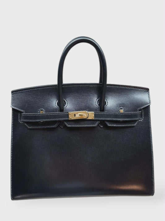 Hermes Birkin Sellier 25 Noir Box Calf GHW
