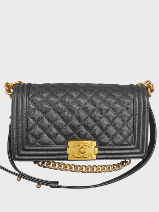 Chanel Boy Medium Black Caviar AGHW