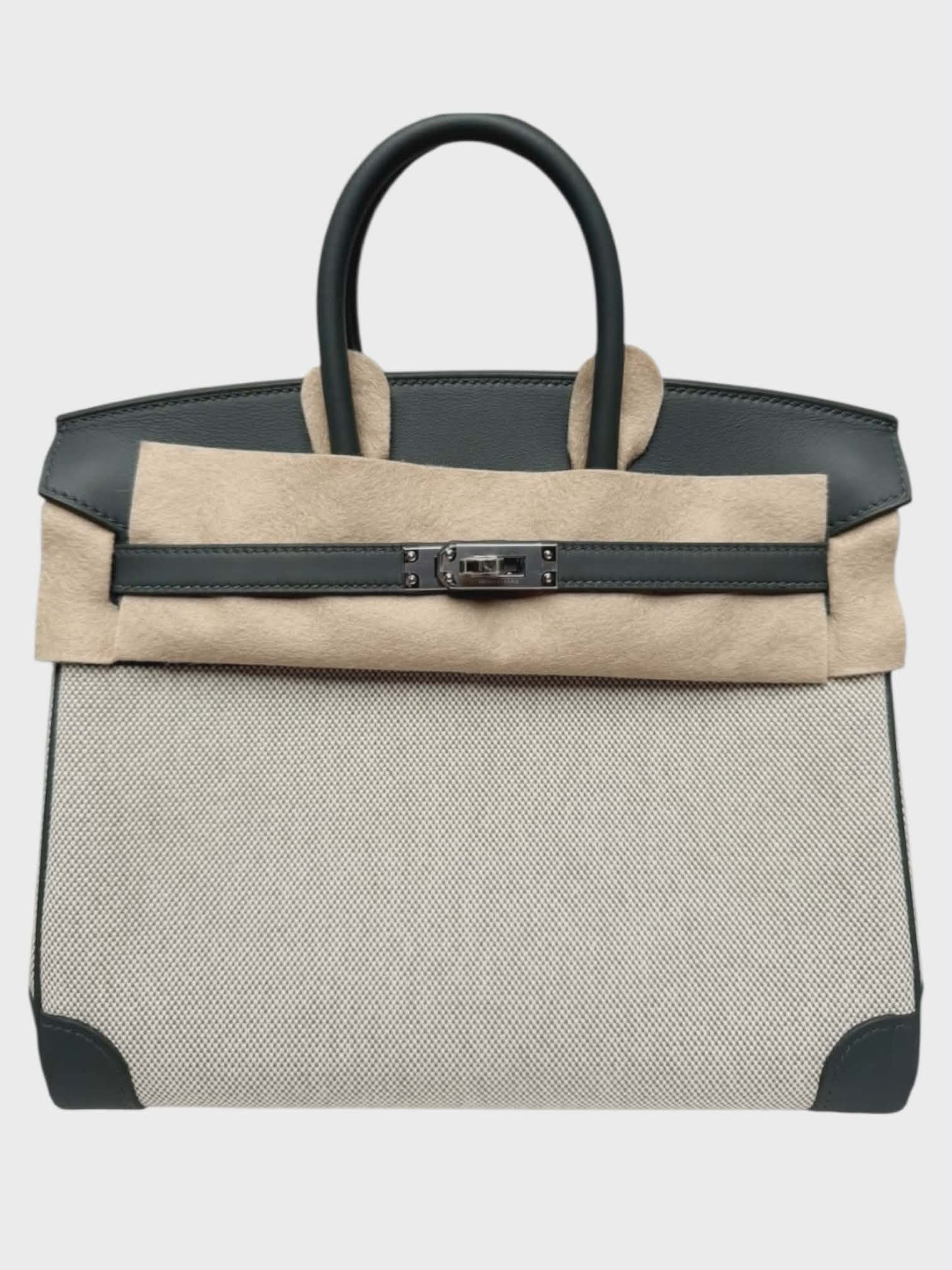 Hermes Birkin Retourne 25 Toile Vert Mangrove  Swift & Canvas PHW