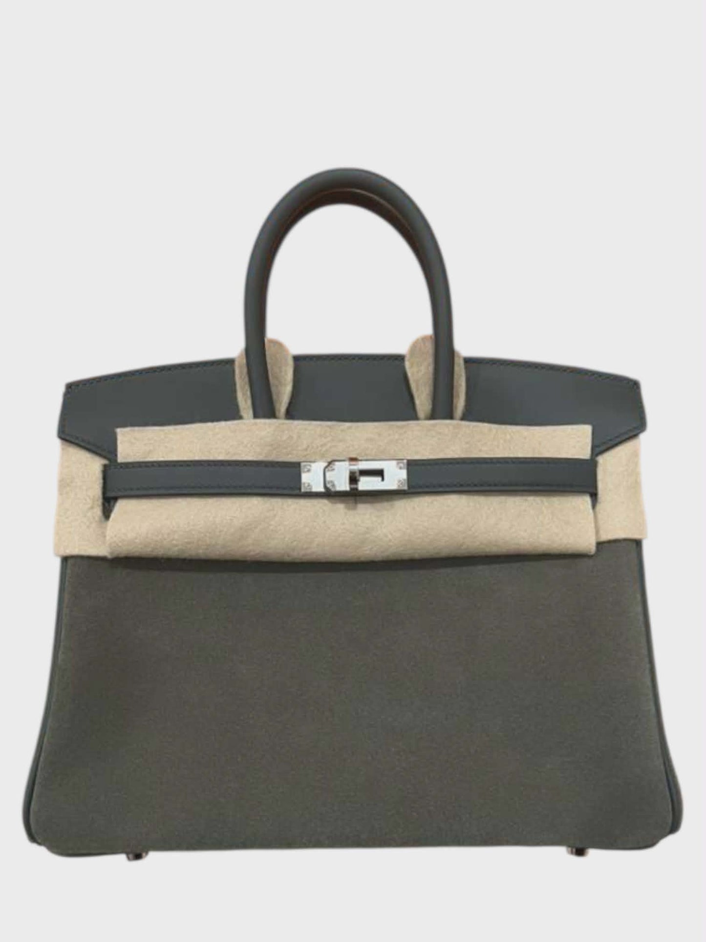 Hermes Birkin Retourne 25 Grizzly Vert Mangrove Swift PHW