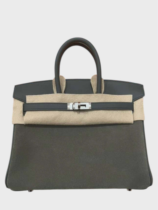 Hermes Birkin Retourne 25 Grizzly Vert Mangrove Swift PHW