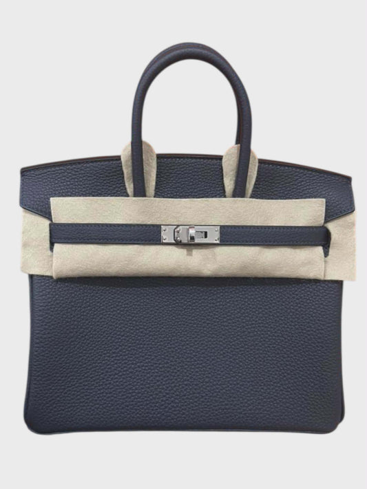 Hermes Birkin Retourne 25 Blue Nuit Togo PHW