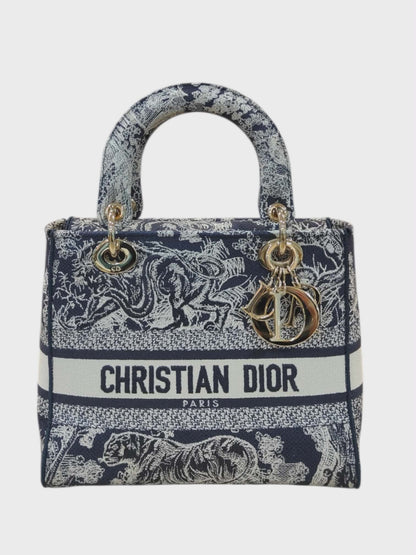 Lady Dior Medium D-Lite Navy Canvas LGHW