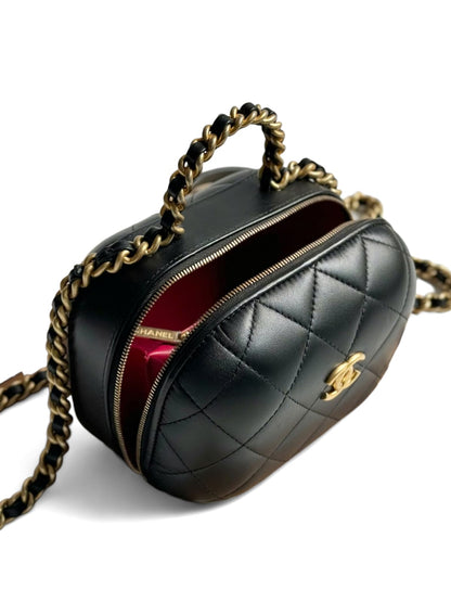 Chanel Vanity Clutch On Chain Handle Black Lambskin AGHW