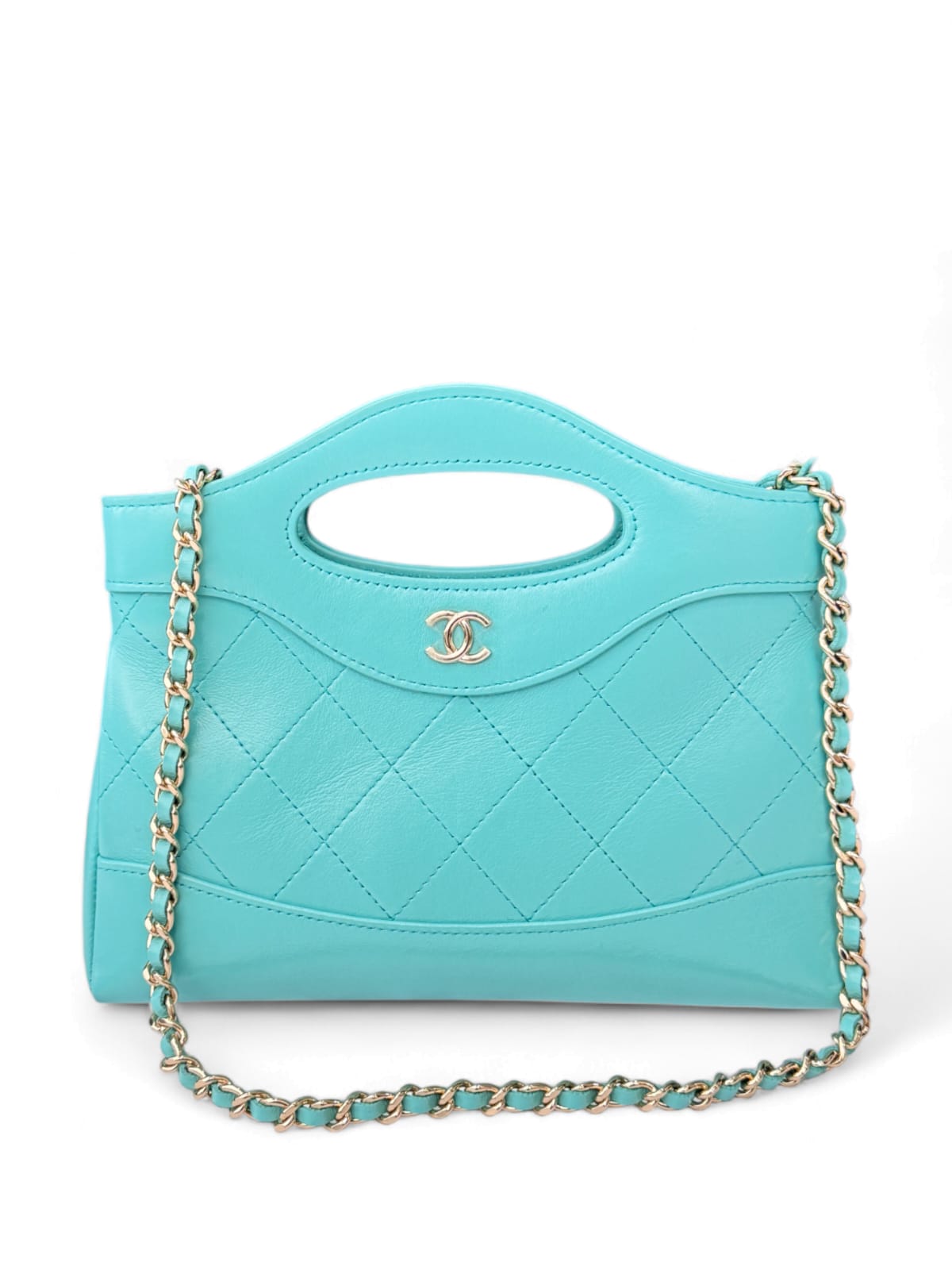 Chanel Hobo Nano Turquoise Quilted Calfskin LGHW