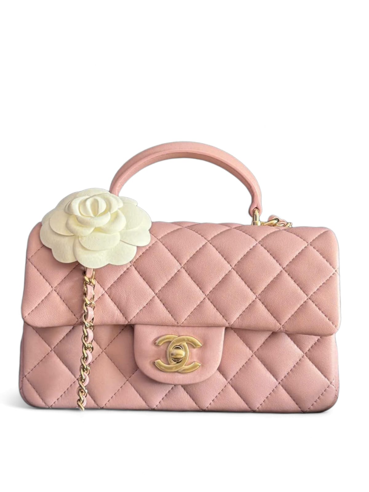 Chanel Mini Rectangular Handle Pink Lambskin LGHW 24K