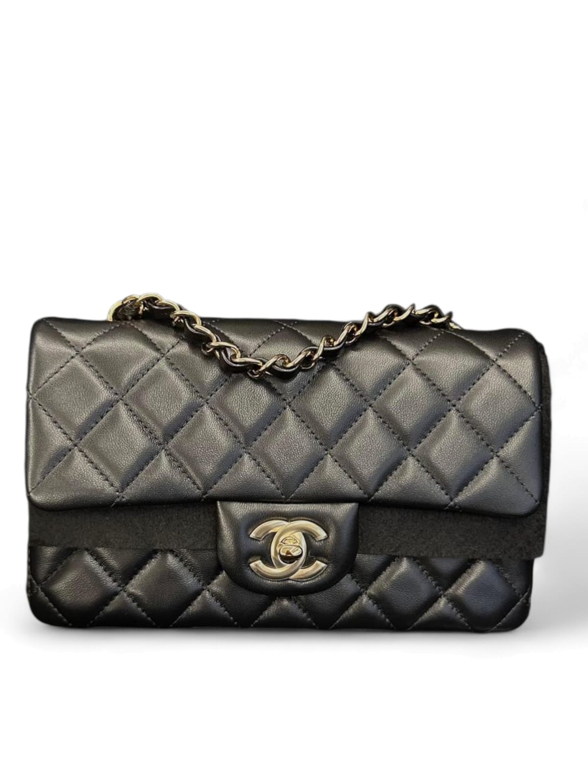 Chanel Mini Rectangular Black Lambskin LGHW 24K