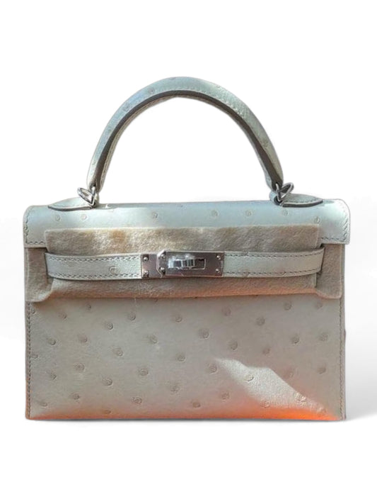 Hermes Kelly Sellier 20 Beton Ostrich PHW