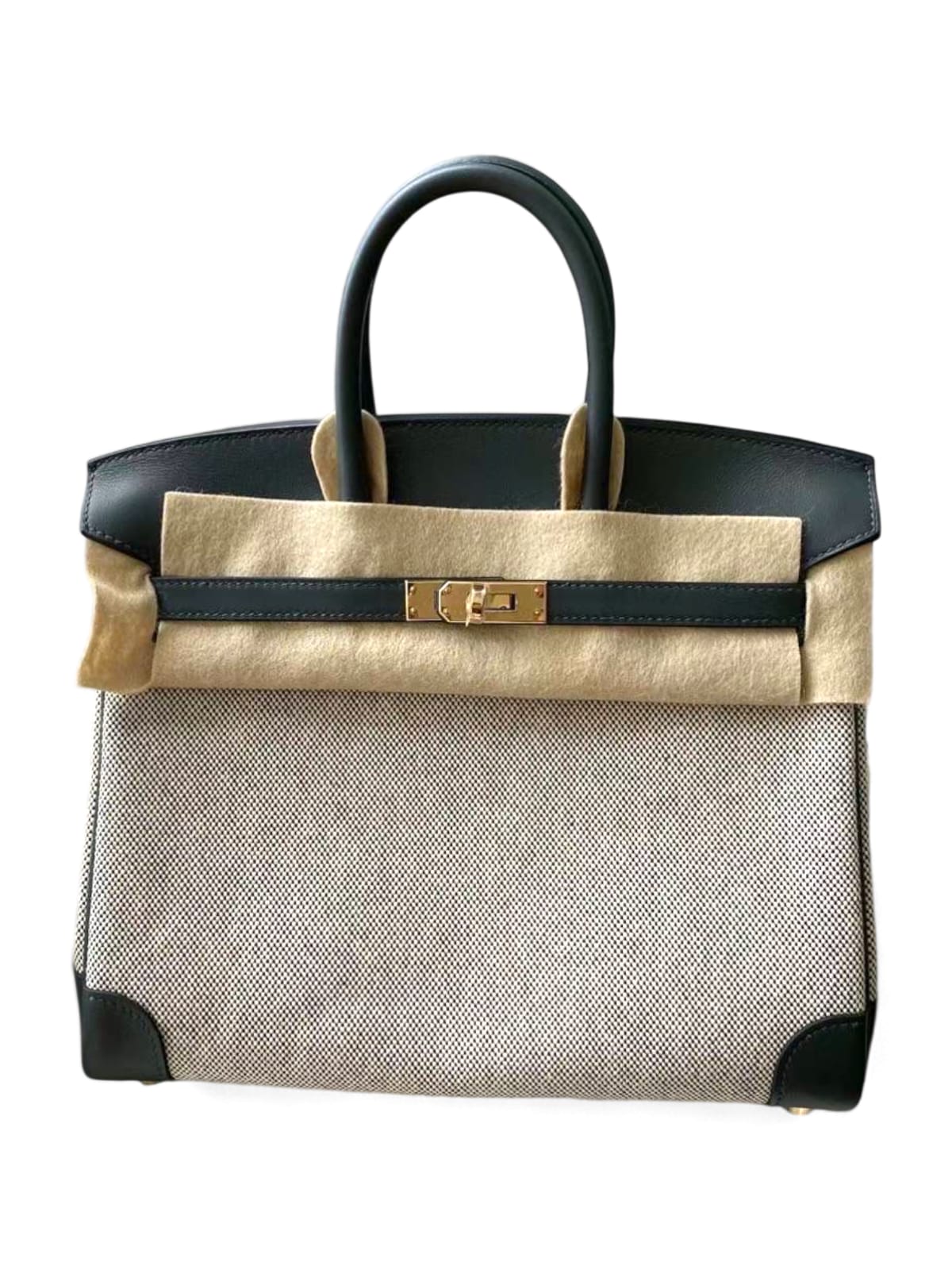 Hermes Birkin Retourne 25 Toile Quadrille Gris Misty GHW