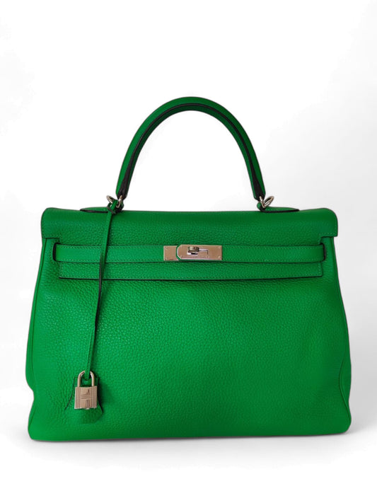 Hermes Kelly Retourne 32 Vert Bamboo Togo PHW