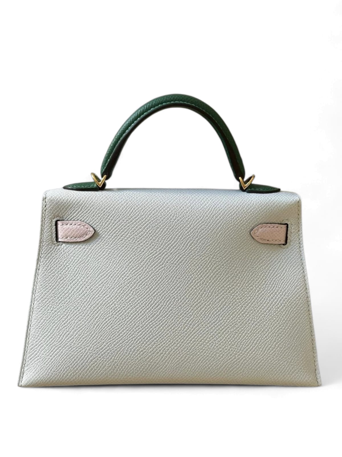 Hermes Kelly Sellier 20 Tricolor Gris Platinum Mauve Pale Vert Moyen Epsom GHW