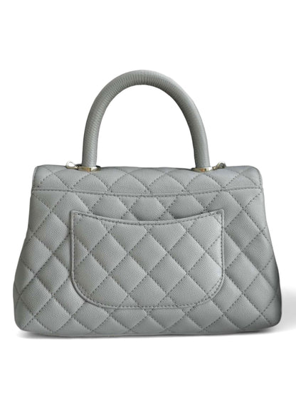 Chanel Coco Handle Lizard  9.5 Small Grey Caviar LGHW