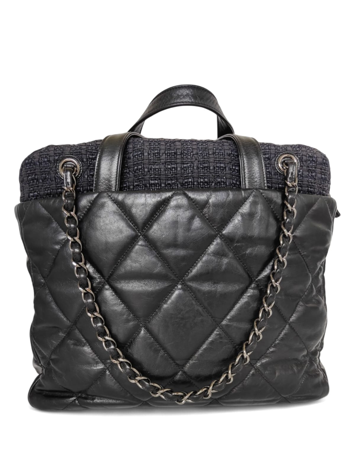 Chanel Portobello Tote Black Calfskin and Tweed Small SHW