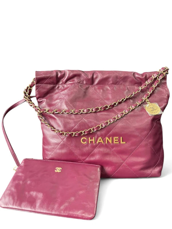 Chanel C22 Hobo Small Burgundy Calfskin AGHW