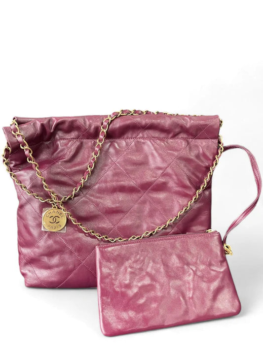 Chanel C22 Hobo Small Burgundy Calfskin AGHW