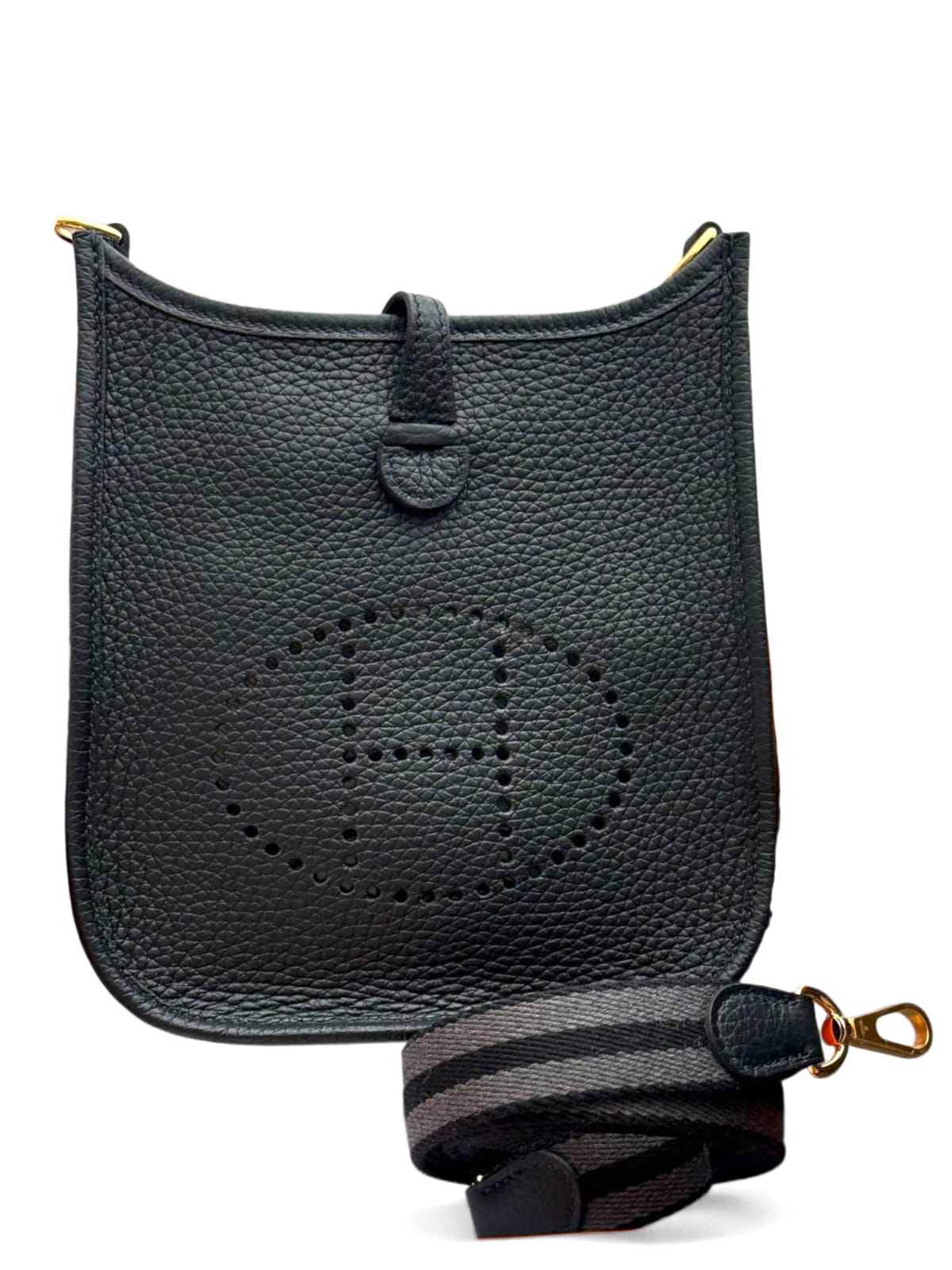 Hermes Evelyne Mini Noir Clemence Strap Liminted Noir & Graphite GHW