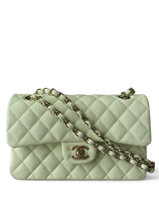 Chanel Classic Small Light Green Caviar LGHW 22C