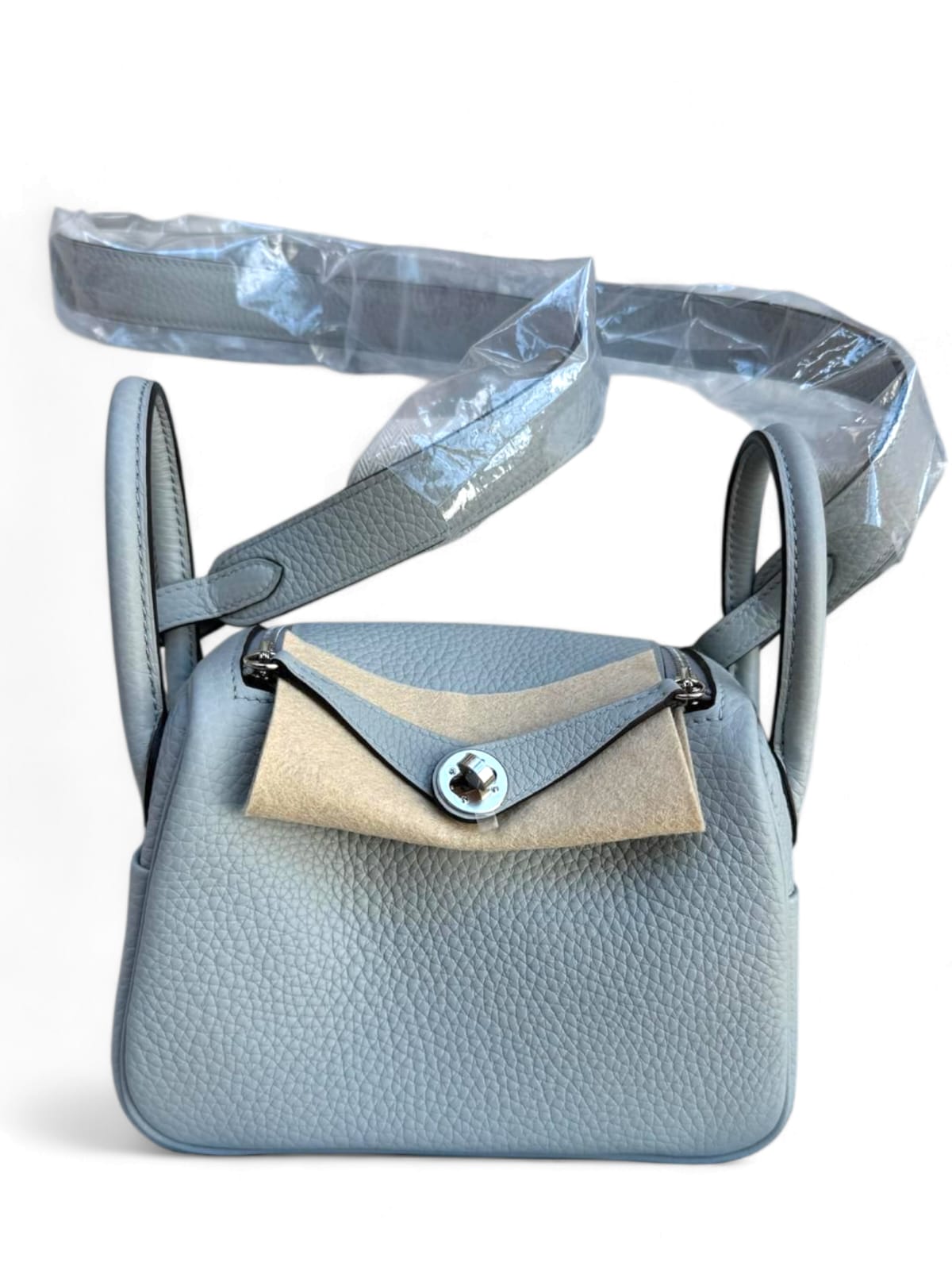 Hermes Lindy Mini Blue Glacier Clemence PHW