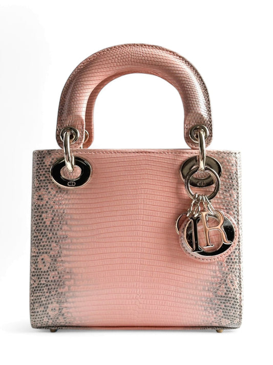 Lady Dior Small Pink Lizard SHW
