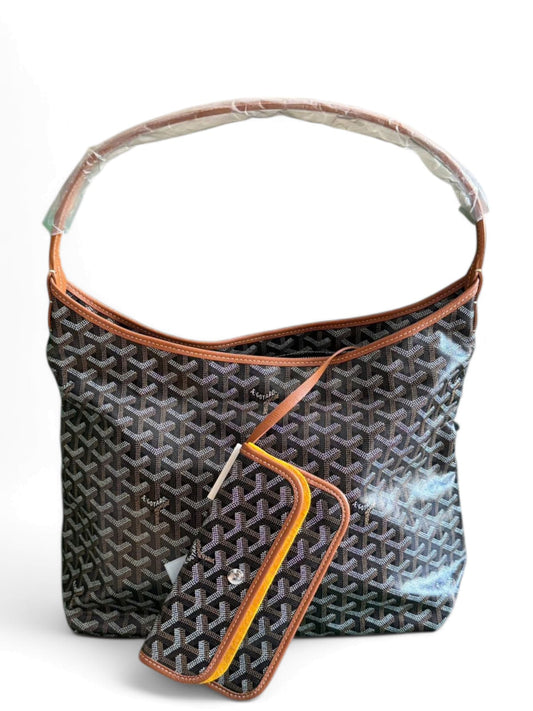 Goyard Saint Louis PM Black Tan Canvas SHW