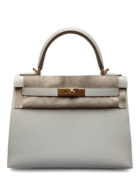 Hermes Kelly Sellier 28 Craie Epsom GHW