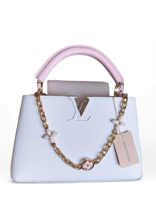 Louis Vuitton Capucines Mini Handle Pink & White Taurillon GHW