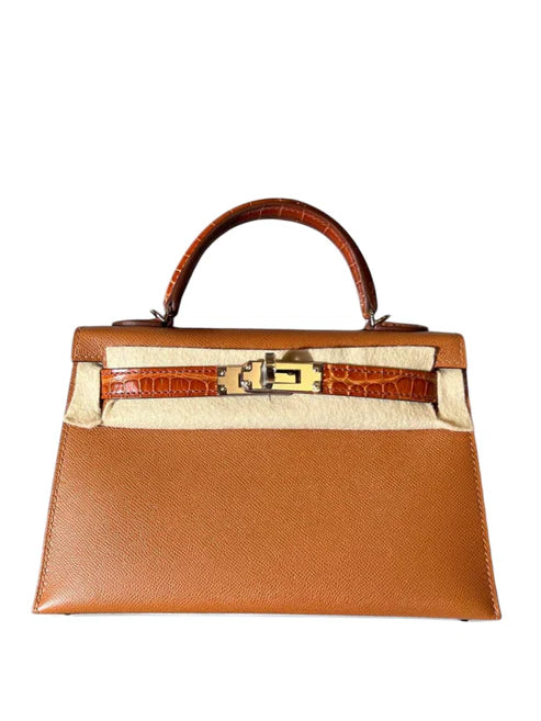 Hermes Kelly Sellier 20 Touch Croc Gold Madame PHW
