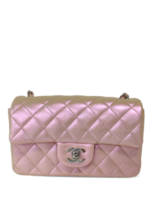 Chanel Mini Rectangular Iridescent  Pink Calfskin SHW