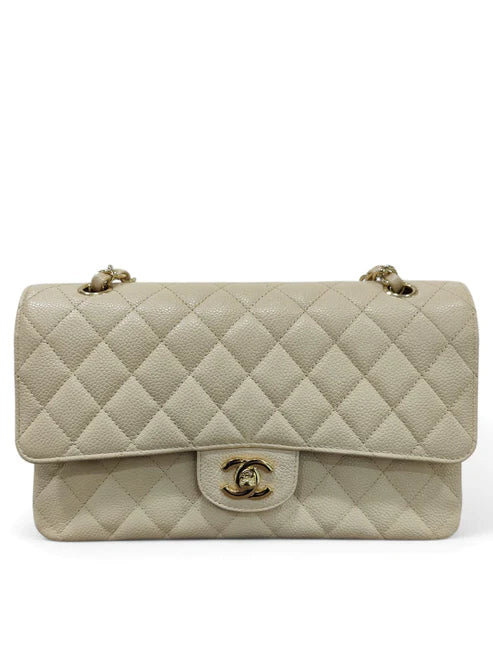Chanel Classic Medium Beige Caviar GHW
