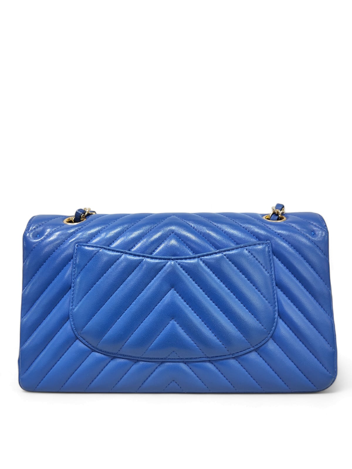 Chanel Chevron Medium Blue Lambskin LGHW