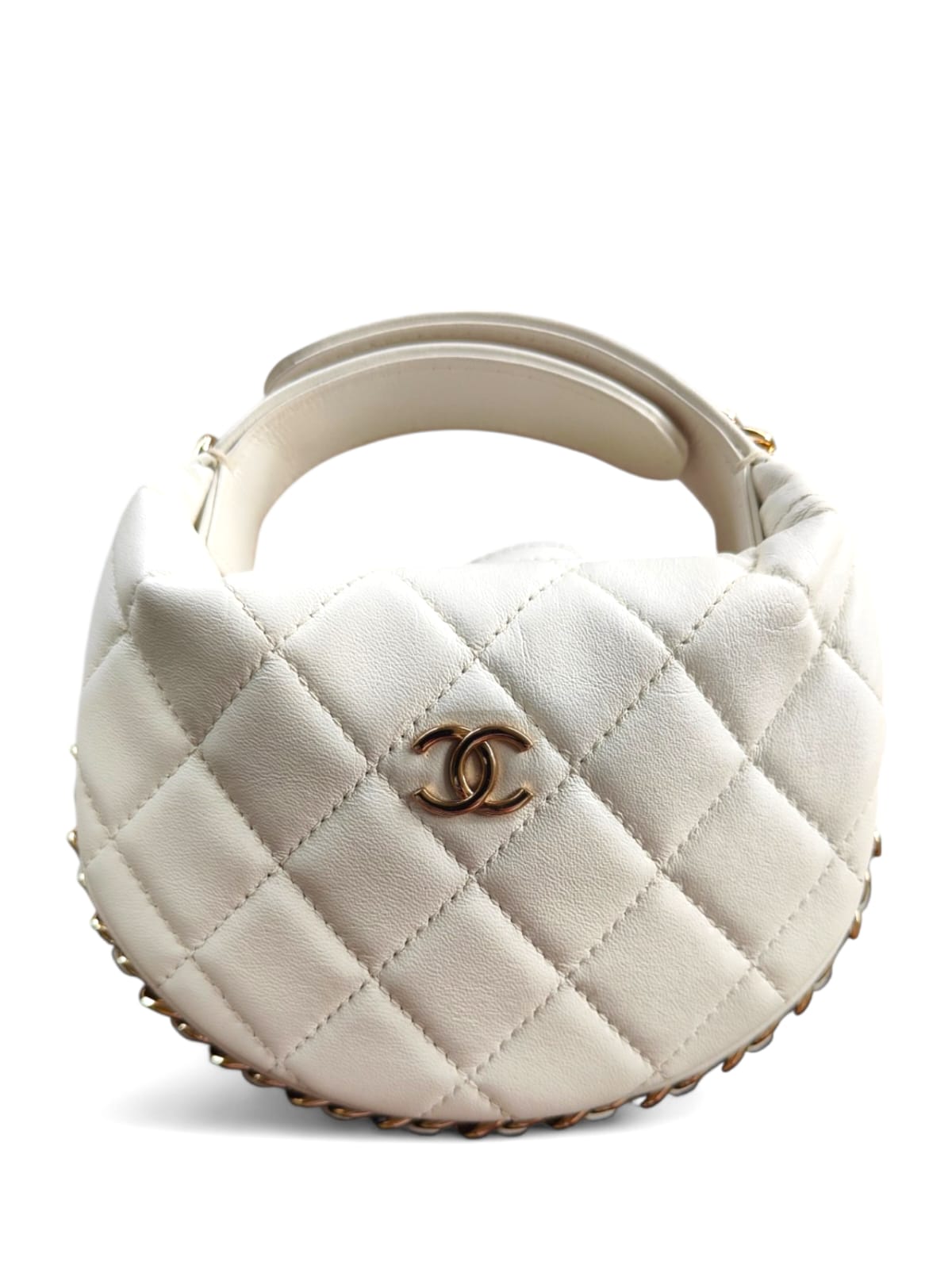 Chanel Croissant Mini White Lambskin LGHW