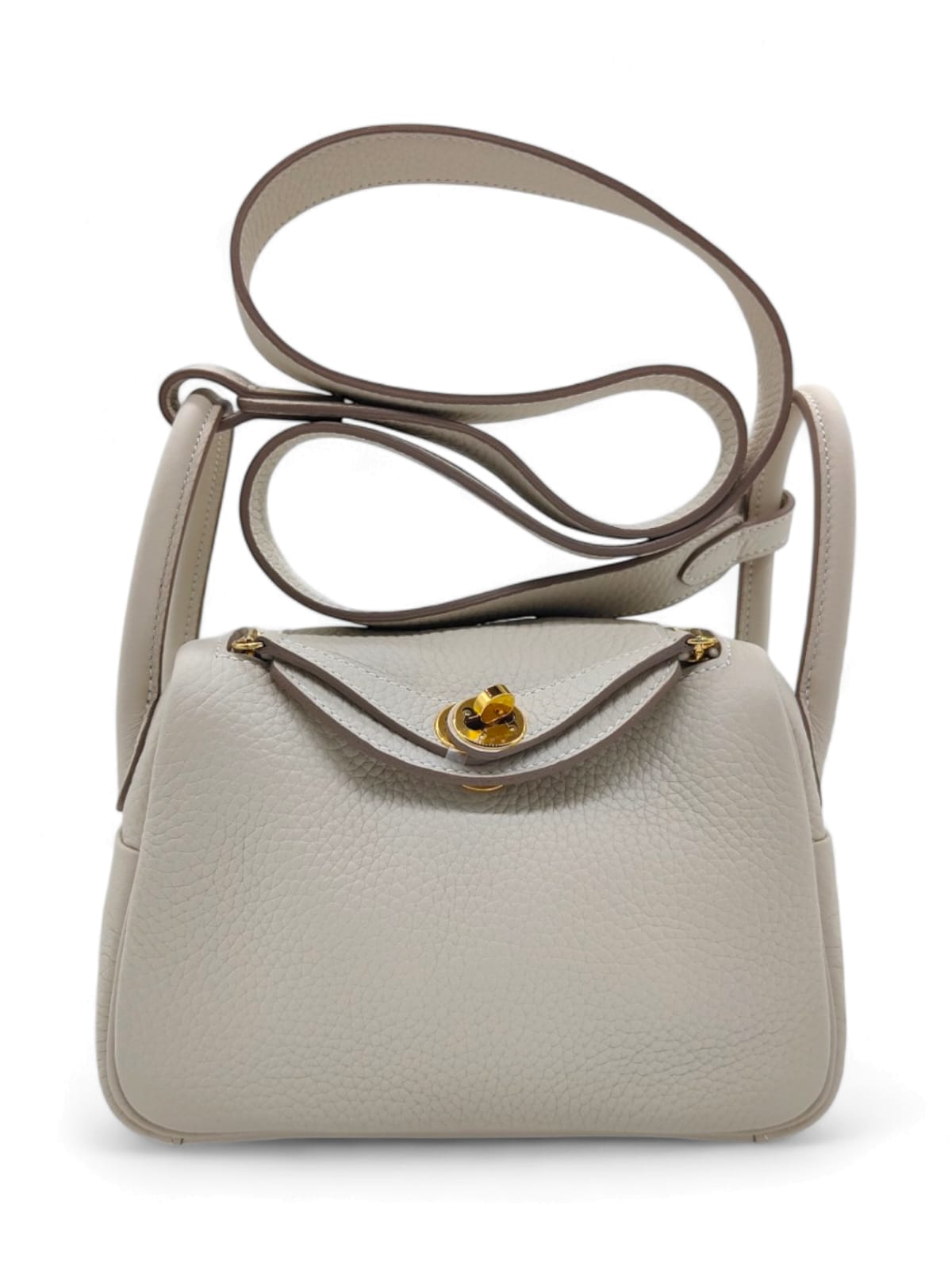 Hermes Lindy Mini Craie Clemence GHW