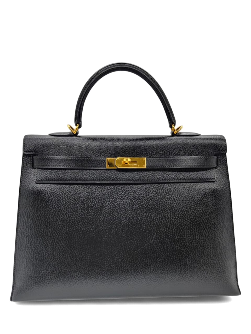 Hermes Kelly Sellier 35 Vintage Noir Ardennes GHW