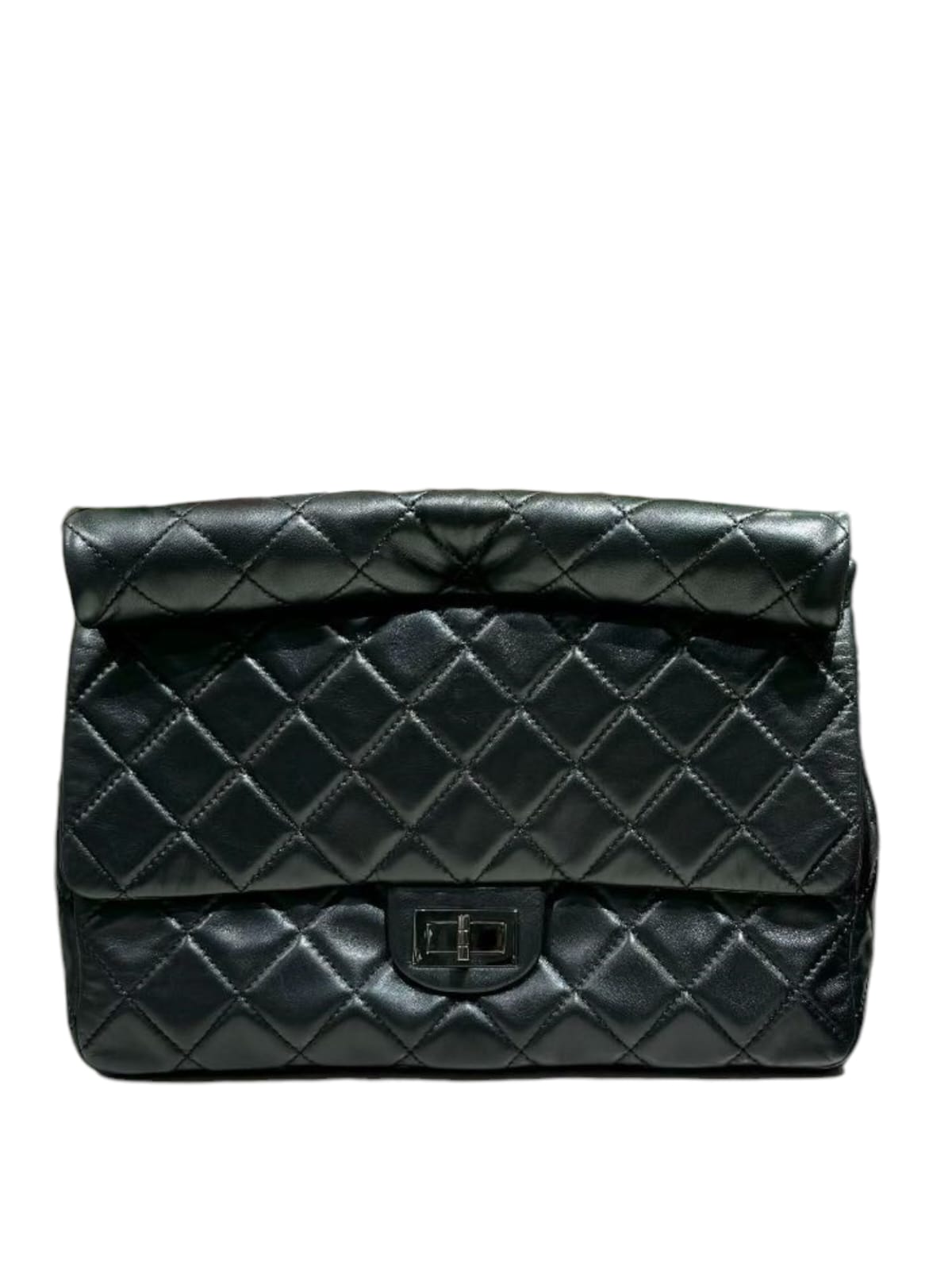 Chanel Black Quilted Leather Roll Reissue 2.55 Clutch Bag