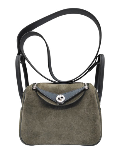 Hermes Lindy Mini II Veau Grizzly Veau Swift Sable Gris Vert Mangrove PHW