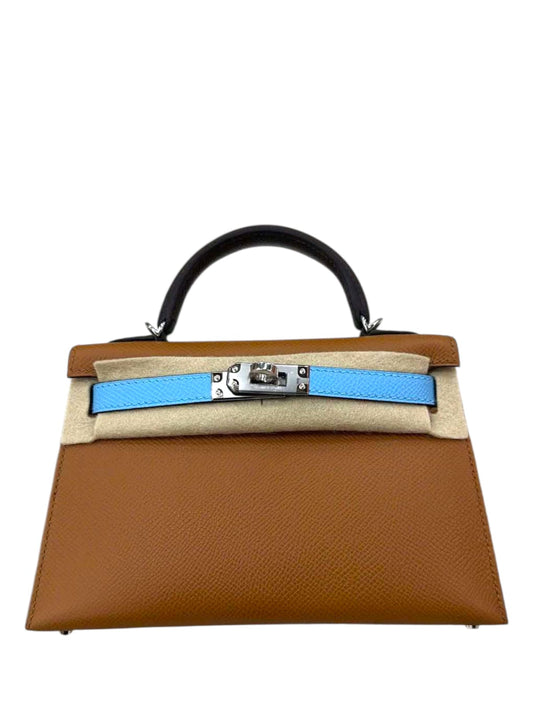 Hermes Kelly Sellier 20 Tricolour Gold Ebene Celeste Epsom PHW