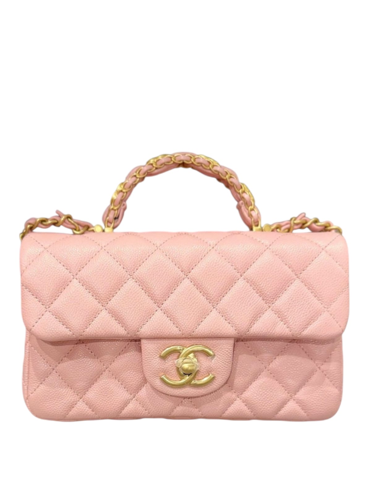 Chanel Mini Rectangular Handle Pink Caviar AGHW 25B