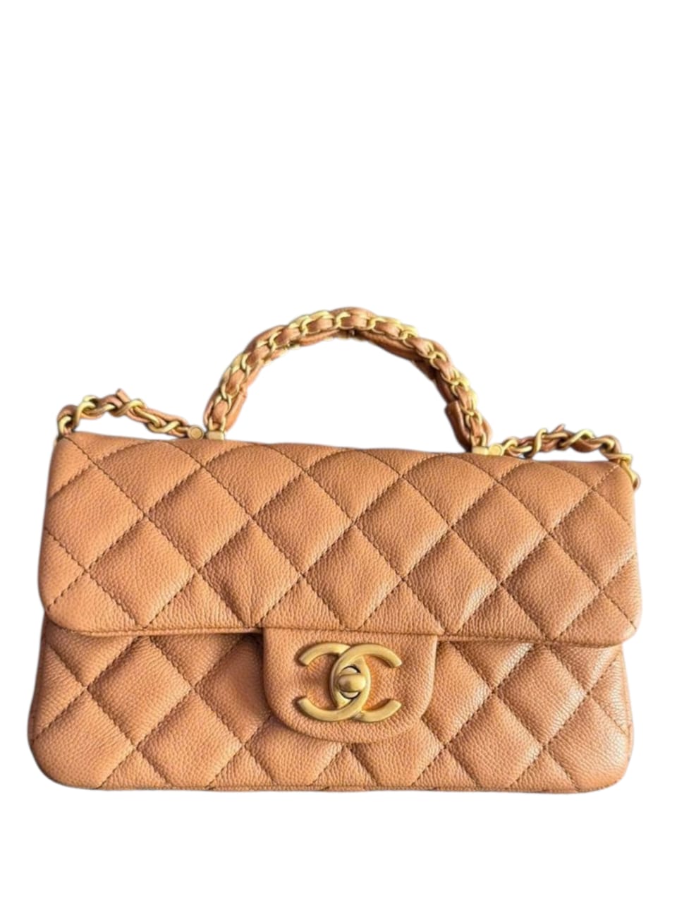 Chanel Mini Rectangular Handle Caramel Caviar AGHW 25B