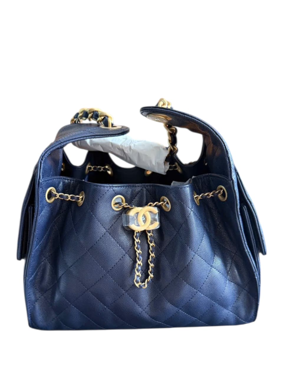 Chanel Hobo Small Blue Navy Caviar AGHW