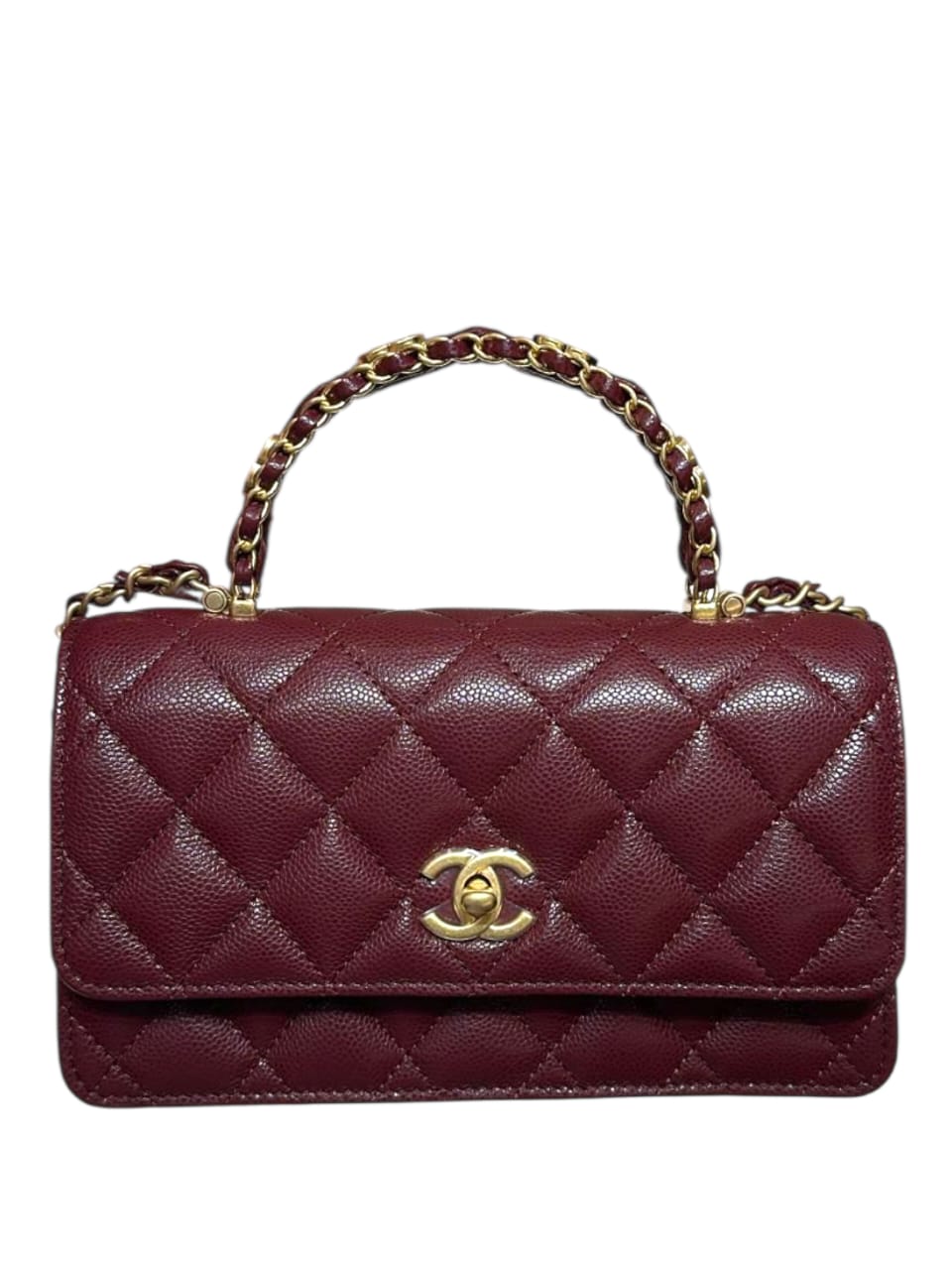 Chanel Woc Handle Burgundy Two Compartments Caviar AGHW 25B
