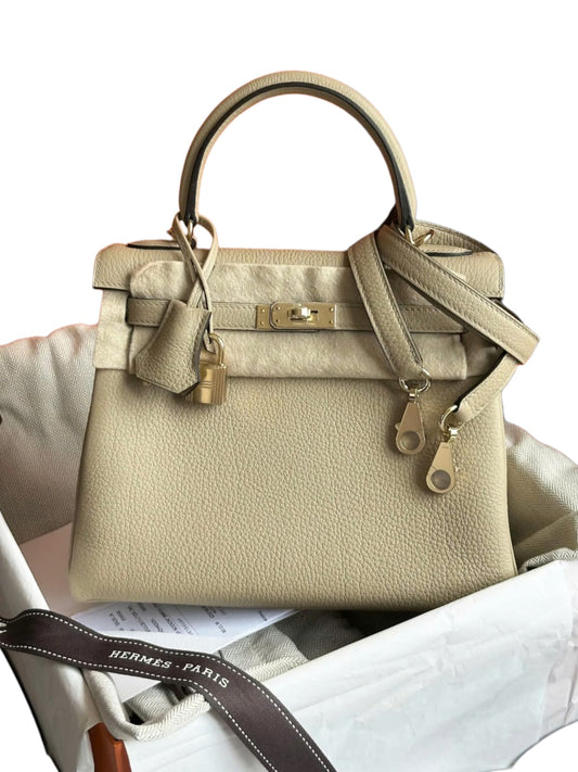 Hermes Kelly Retourne 25 Trench Togo Permabrass Hardware