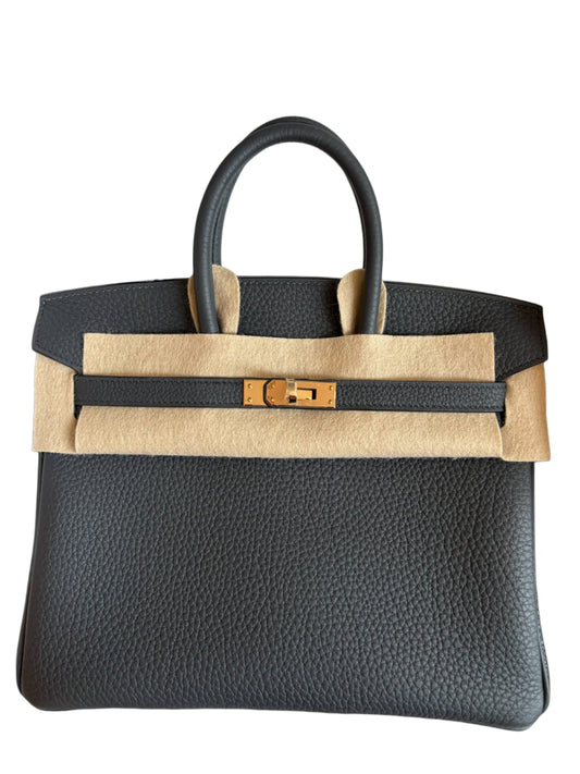 Hermes Birkin Retourne 25 Gris Misty Togo Permabrass Hardware