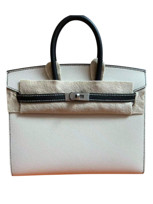 Hermes Birkin Sellier 25 Craie Noir Epsom Brushed PHW