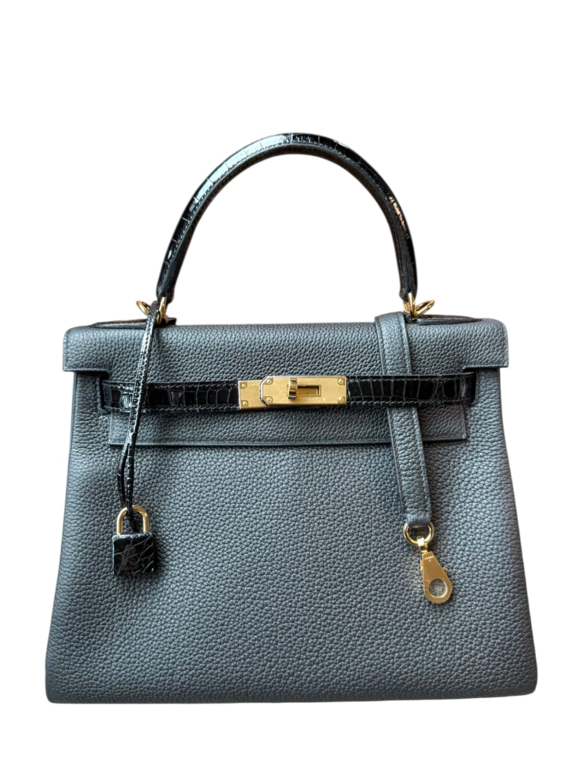 Hermes Kelly Retourne 28 Touch Noir Shiny Alligatot Togo GHW