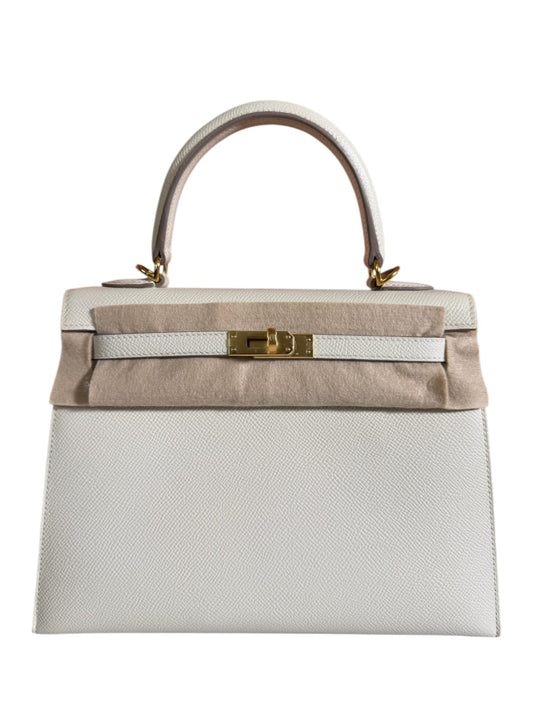 Hermes Kelly Sellier 25 Craie Epsom GHW