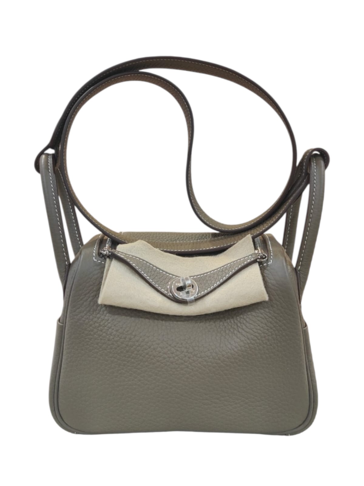 Hermes Lindy Mini II Etoupe Clemence PHW