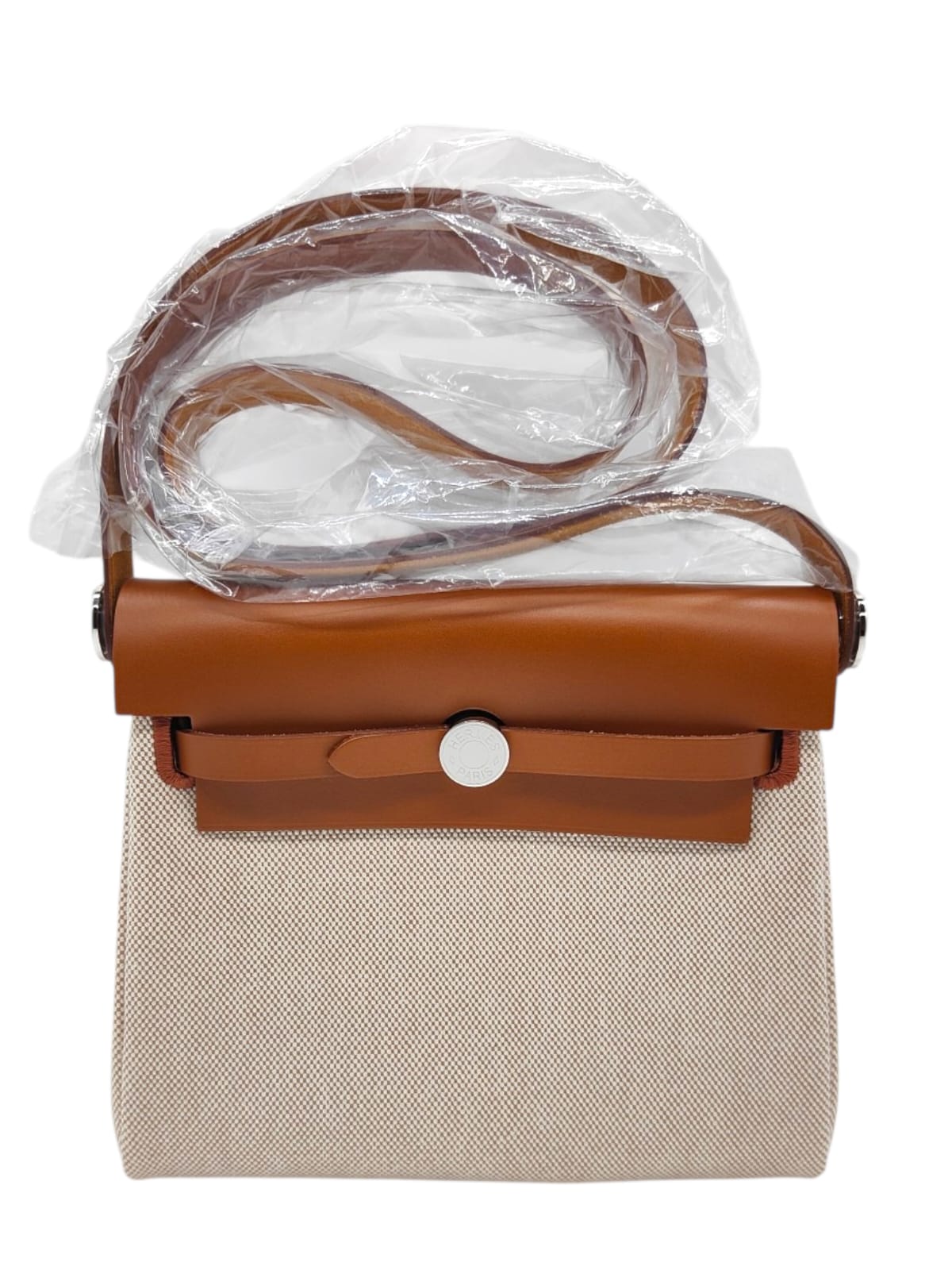 Hermes Herbag Mini Ecru Fauve Canvas PHW