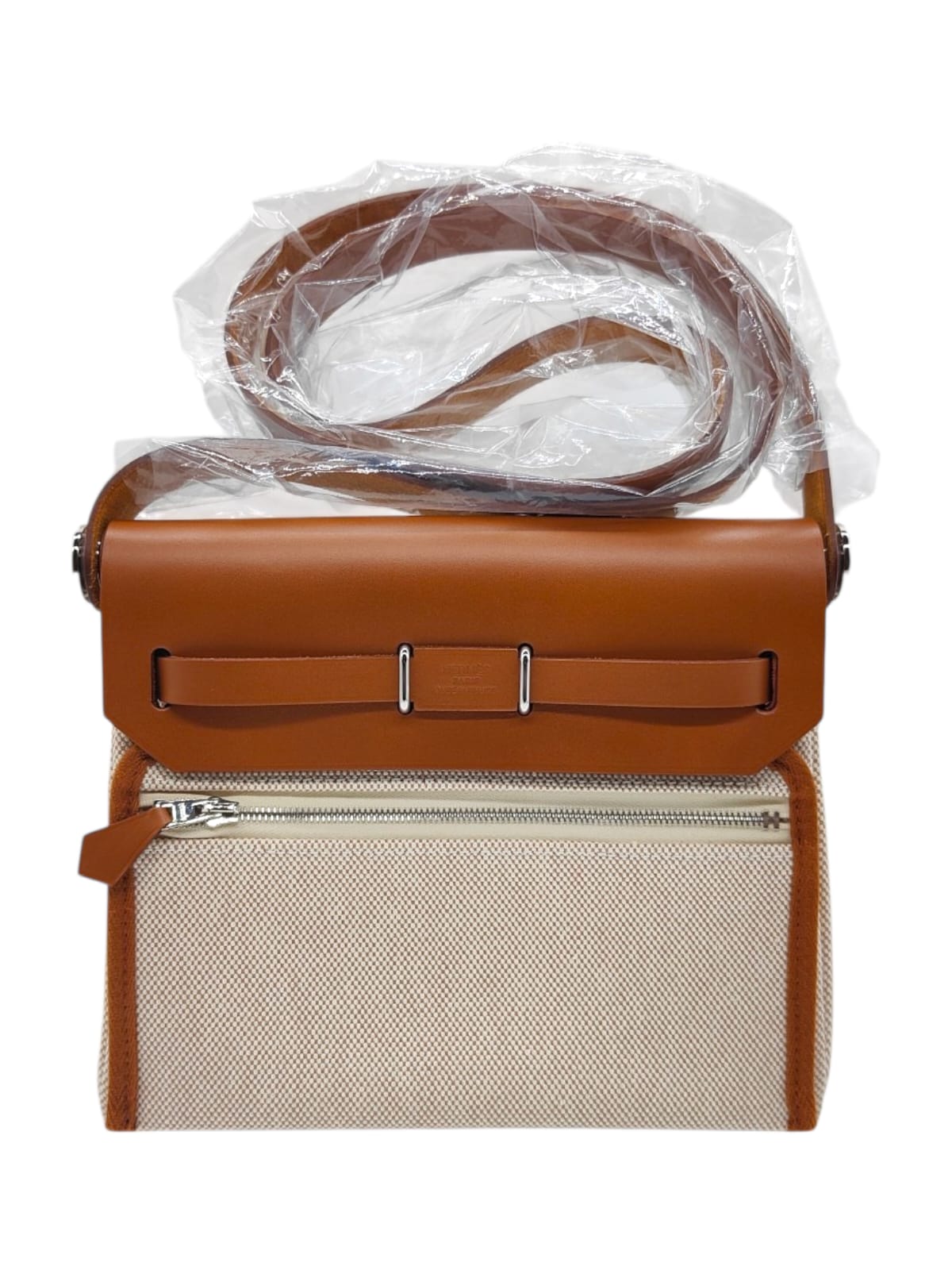 Hermes Herbag Mini Ecru Fauve Canvas PHW